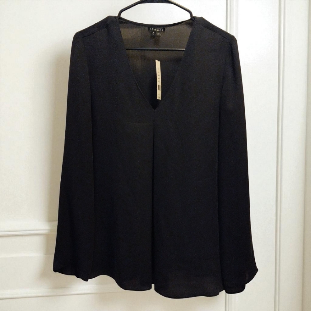 Theory Black V-Neck Blouse